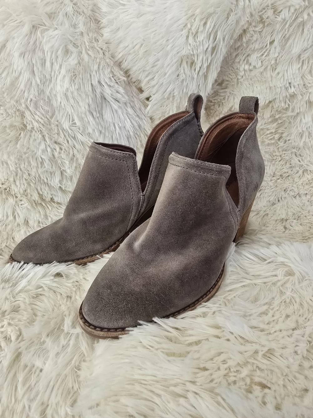 Jeffrey Campbell Gray Suede Cutout Ankle Booties